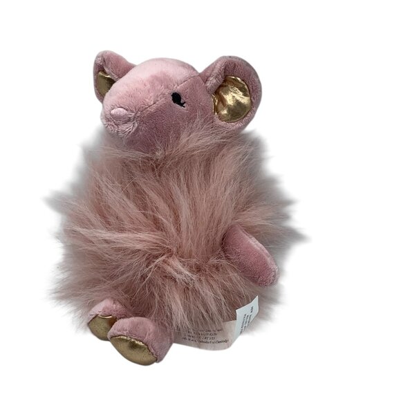 Tween Brands Pink Plush Mouse Toy Gold Ears Feet 9” - Picture 2 of 5